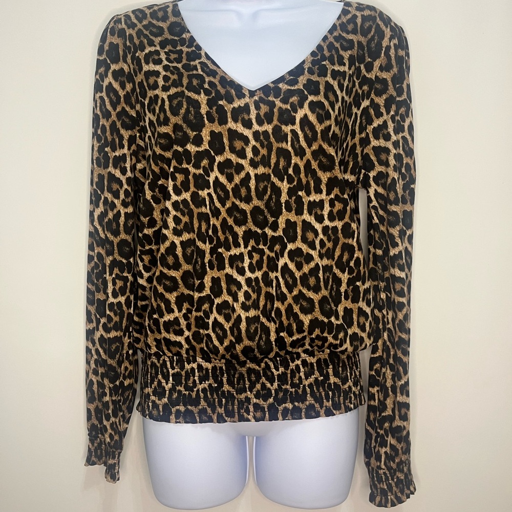 Leopard Print V-Neck Women's Top